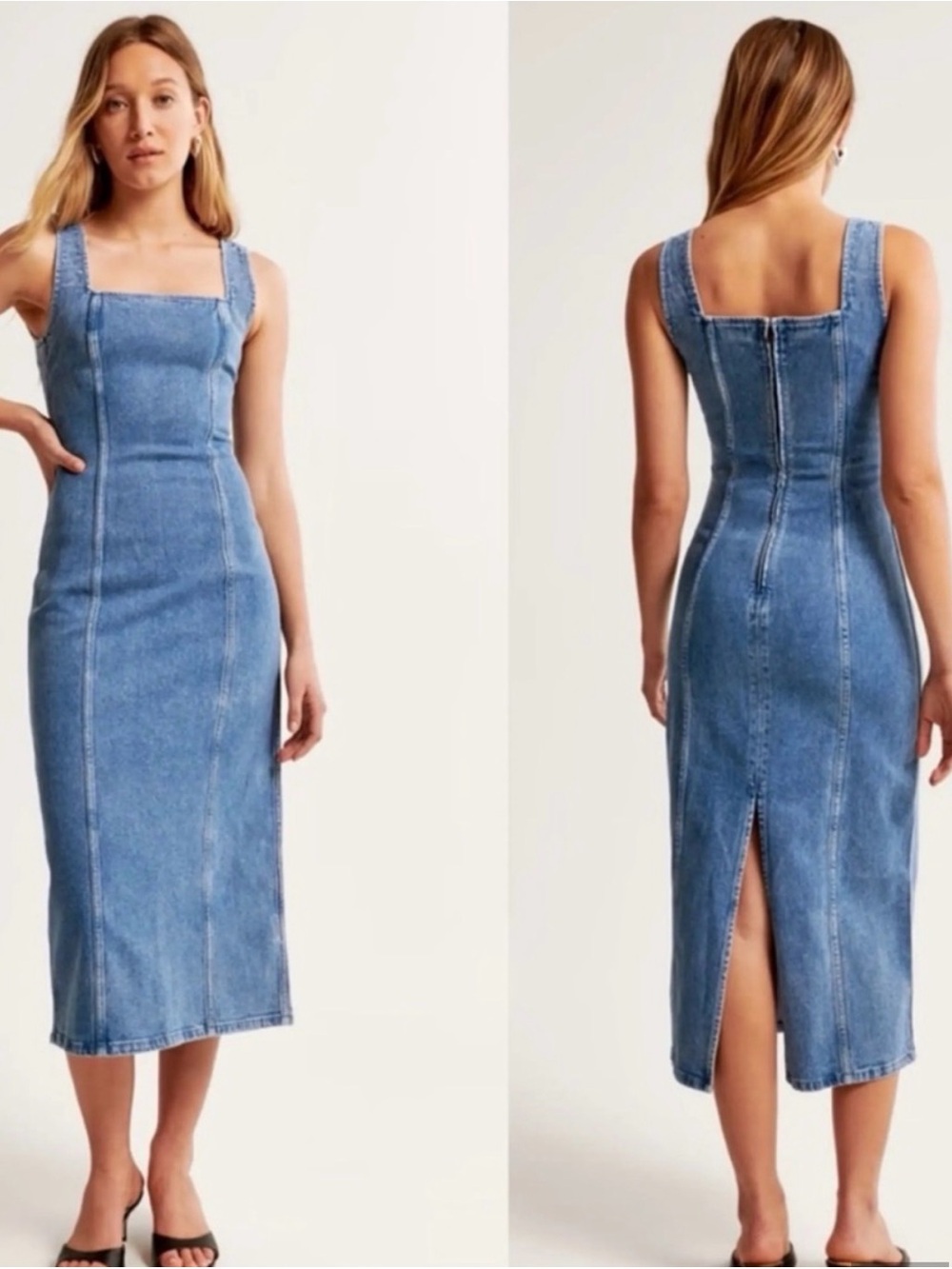 Abercrombie & Fitch Blue Column Denim Midi Dress